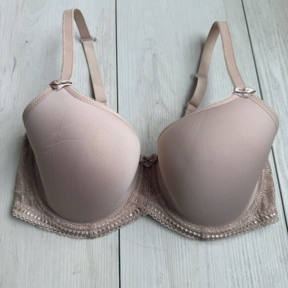 34 E Panache Cari Women’s Beige Underwire Back Closure Demi Bra Lightly Lined - Picture 2 of 10